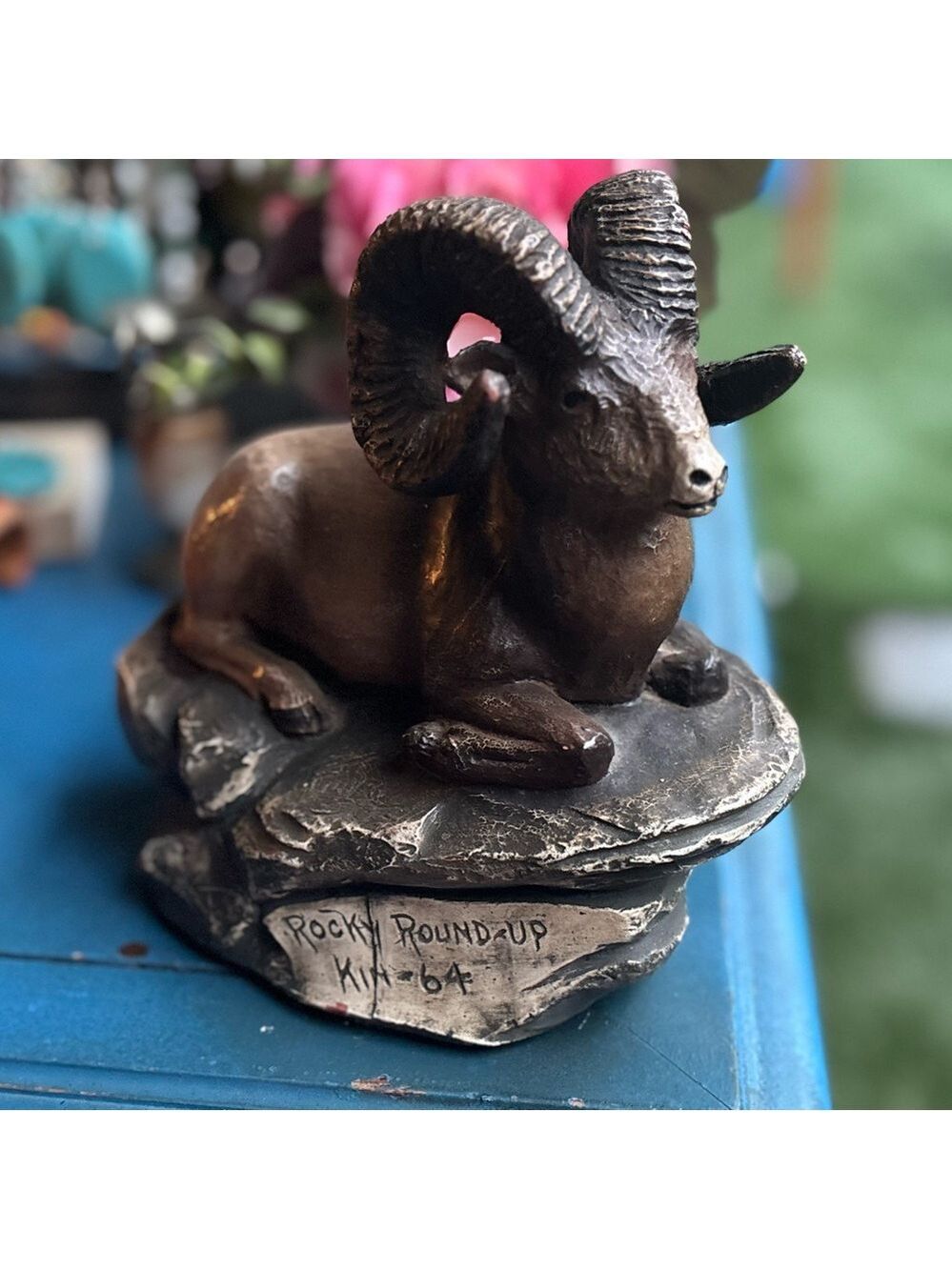 VINTAGE 1964 Rocky Round-Up Ram Figurine • Signed Jack Fuller • Rustic Western